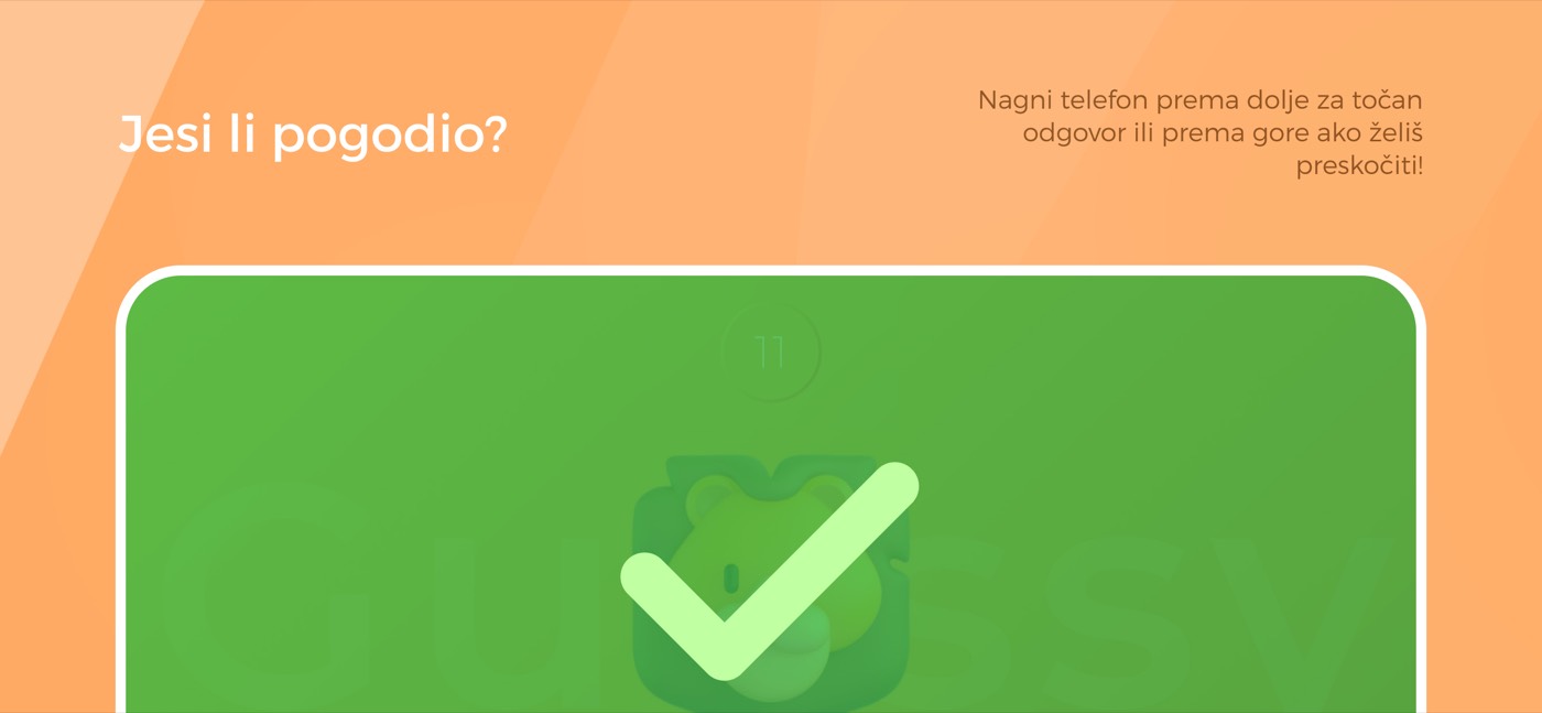 Nagib prema dolje znači točan odgovor